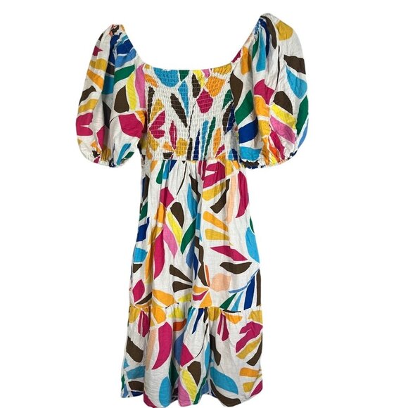 Retro Colorful Linen Dress Pink XXS Tropical Resort Travel Boho Hippie Chic Arts - Picture 6 of 9